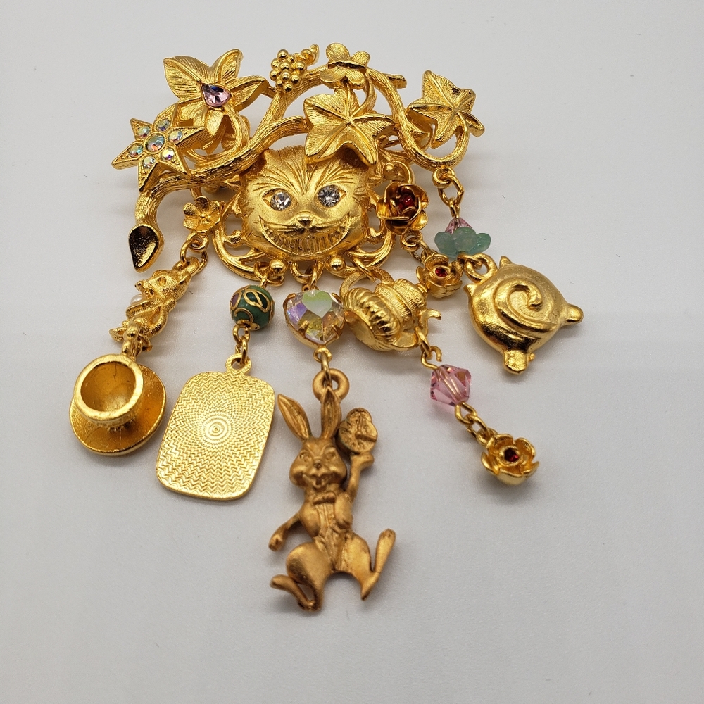Kirks Folly Brooch. Cheshire Cat, Alice Wonderland